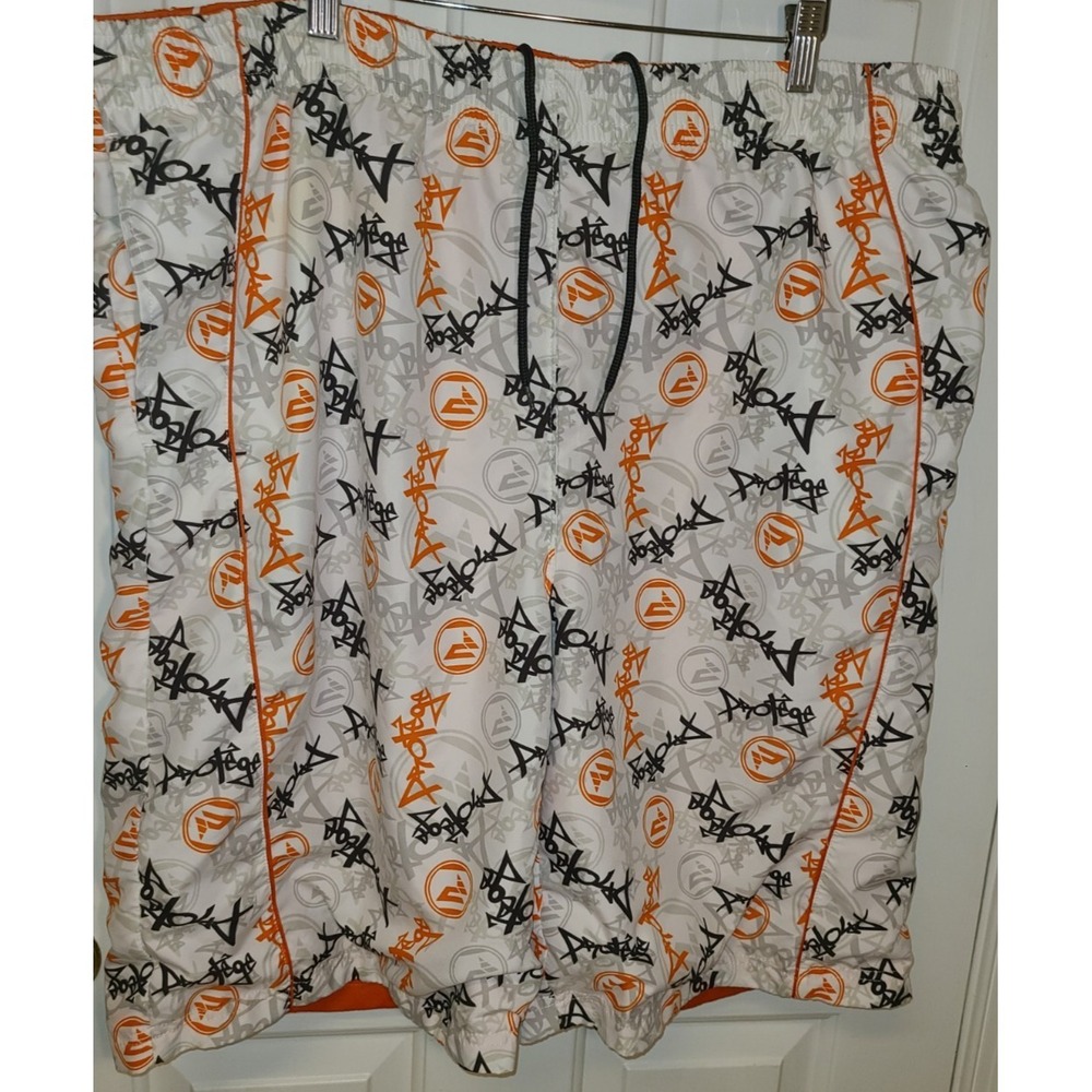 Men's Protege Reversible Shorts Graffiti Sz Lg Orange White Black Drawstring - Picture 7 of 9